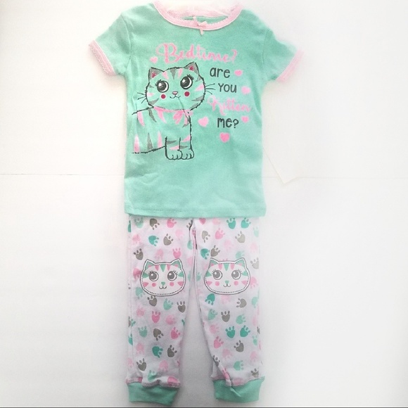 Other - NWT Toddler girls mint and pink Kitten pajama set